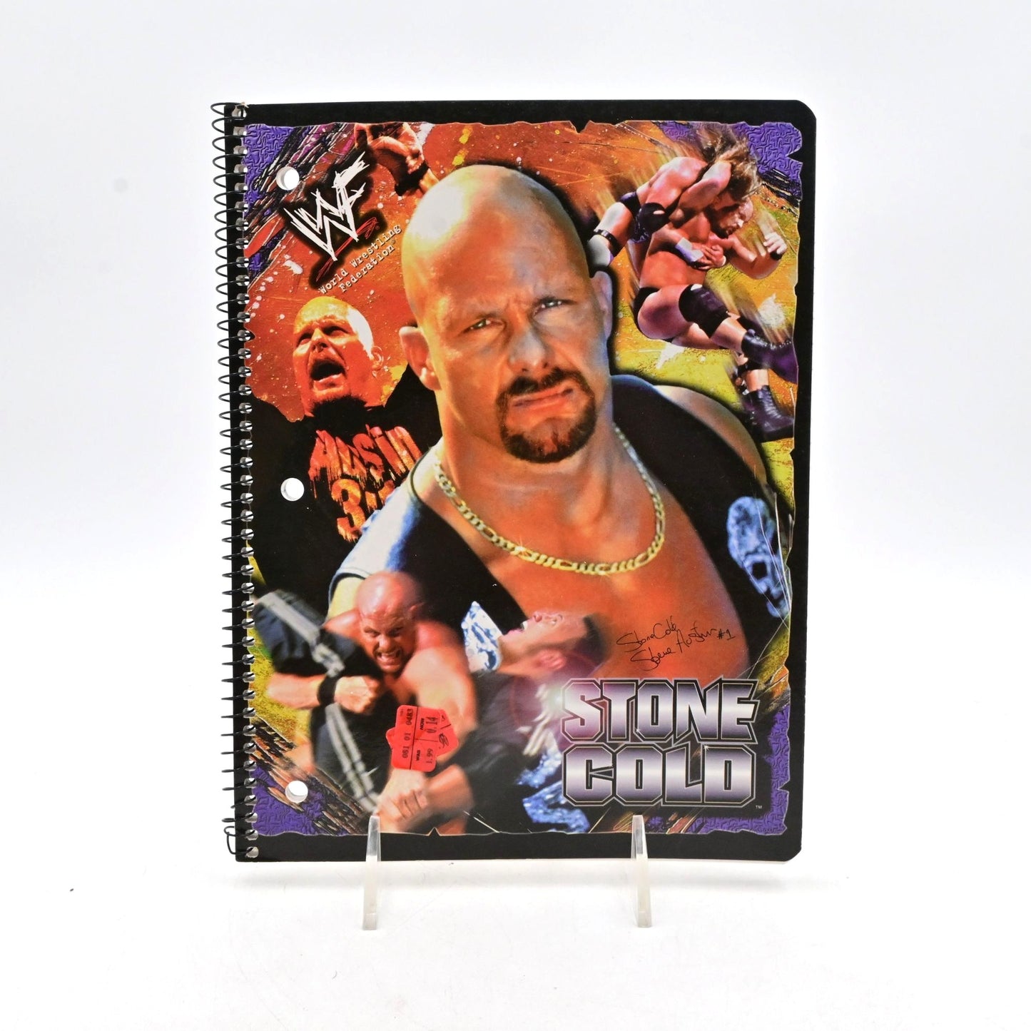 WWF Stone Cold Steve Austin Theme Notebook Spiral Bound 60 Sheets Vintage 2000