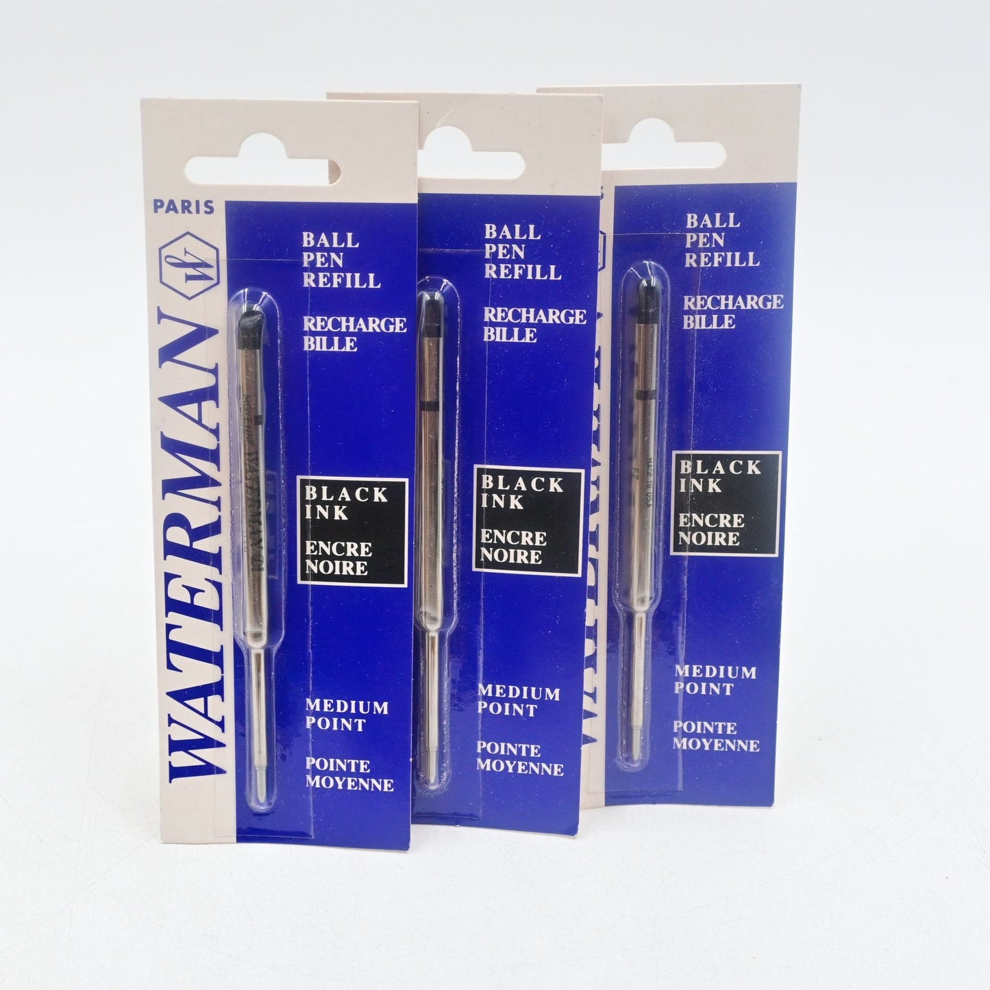 Waterman Ballpoint Pen Refill Black Medium Point Ink Vintage Bundle Of 3