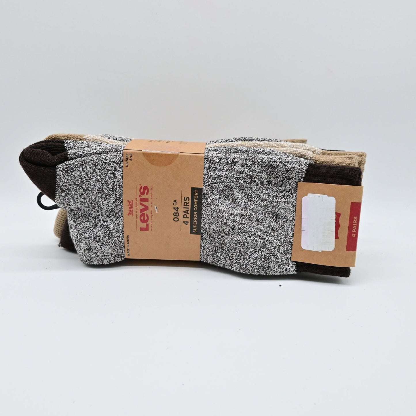 Levis Mens Casual Regular Cut Socks 4-Pack US Size 8-12 Superior Comfort