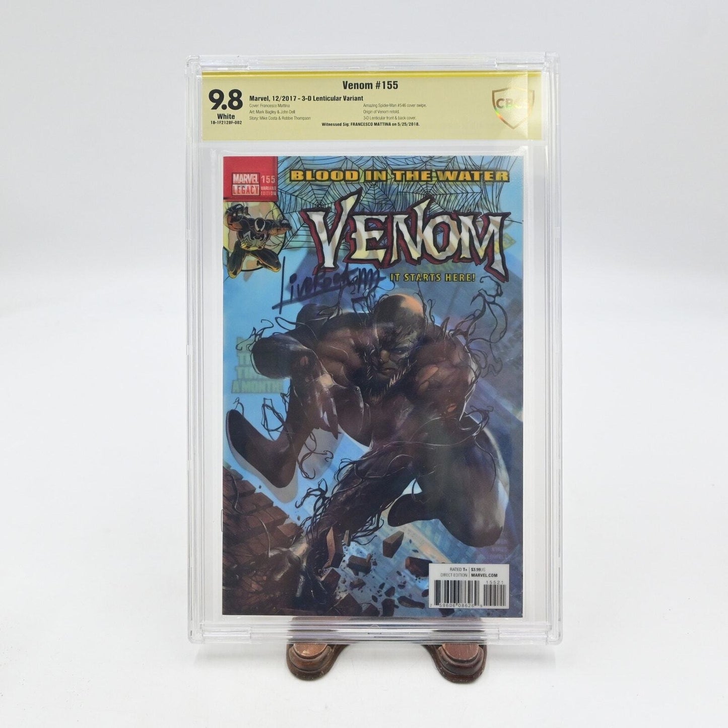 2017 Venom #155 1st Print 3-D Lenticular Signed & Graded 9.8