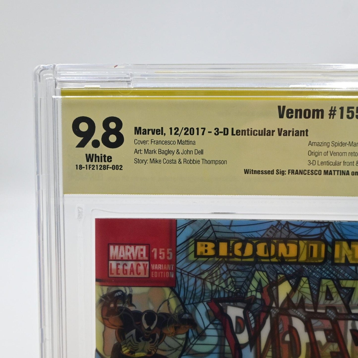 2017 Venom #155 1st Print 3-D Lenticular Signed & Graded 9.8