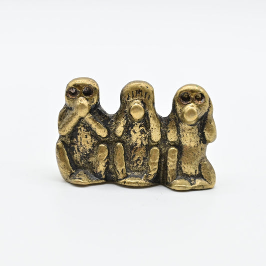 Miniature Brass Three Wise Monkeys See, Hear, Speak No Evil