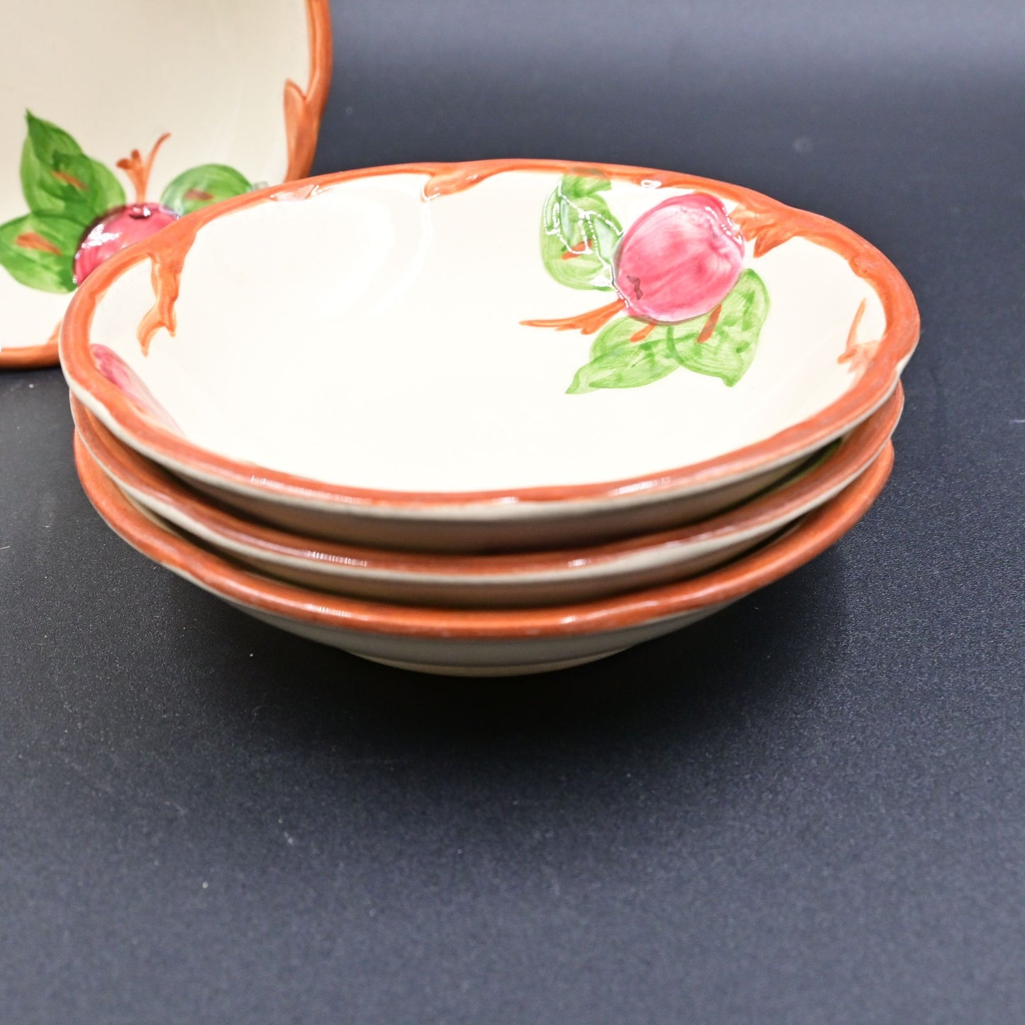 Franciscan Apple Desert Bowls USA Earthenware Vintage Set Of 3