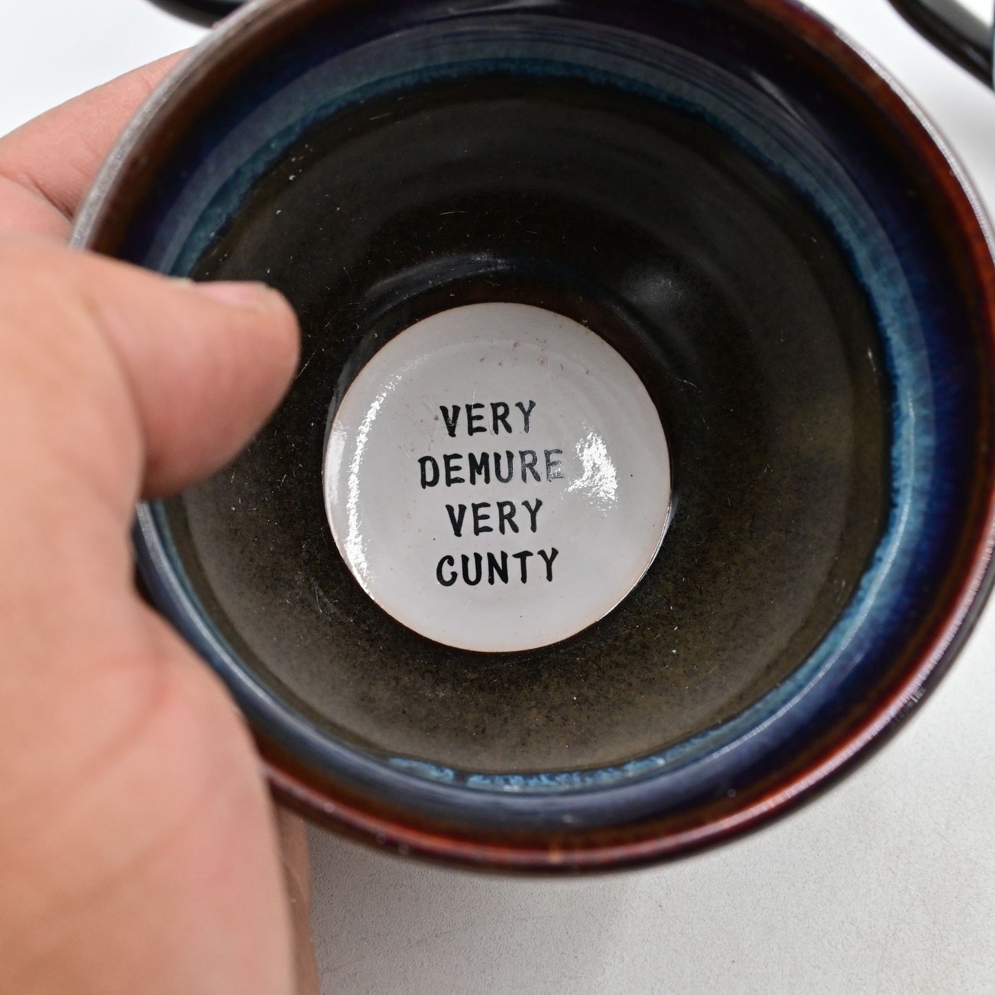 Novelty Teacup Adult Humor Vulgar Inscription Drip Glazed Set Of 5