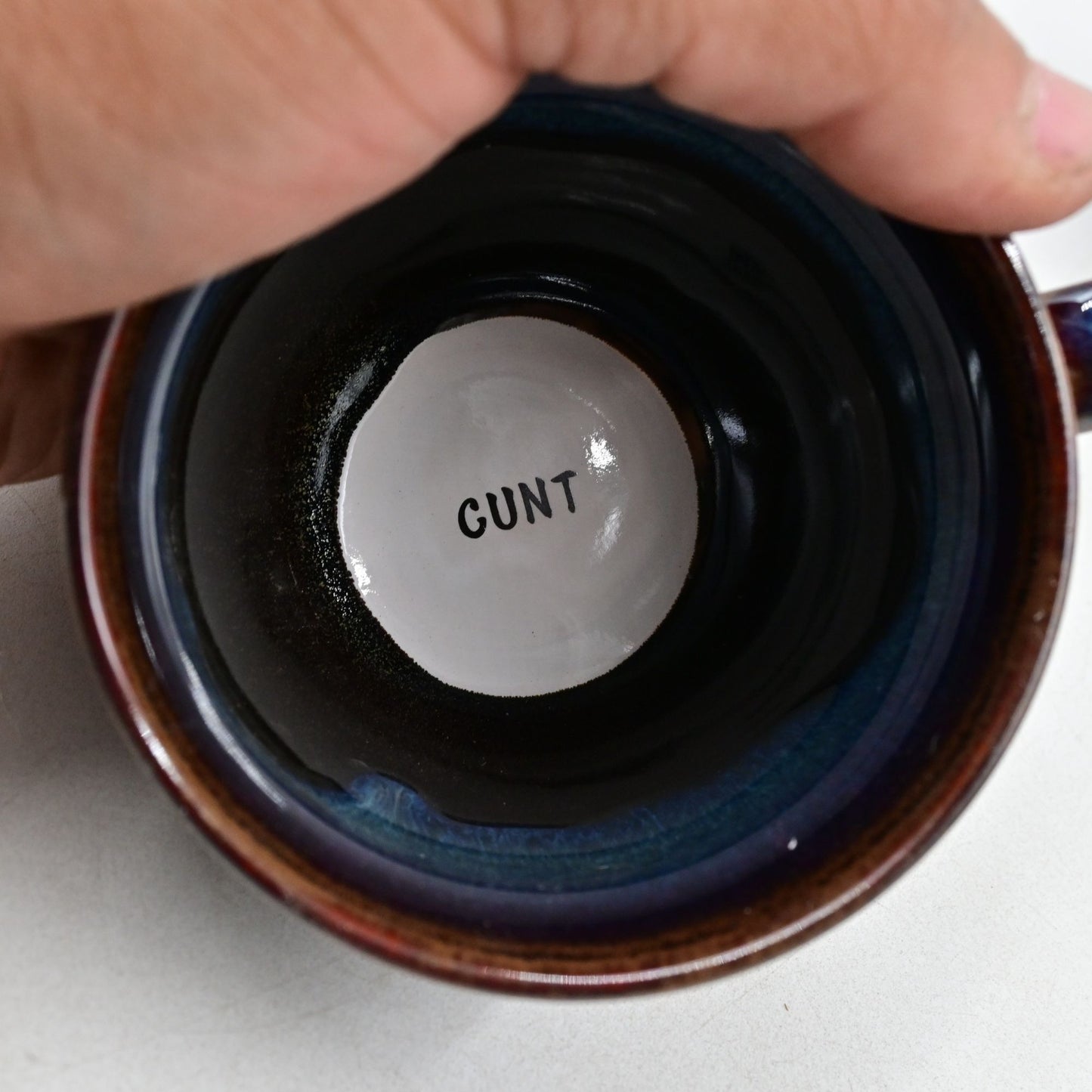 Novelty Teacup Adult Humor Vulgar Inscription Drip Glazed Set Of 5