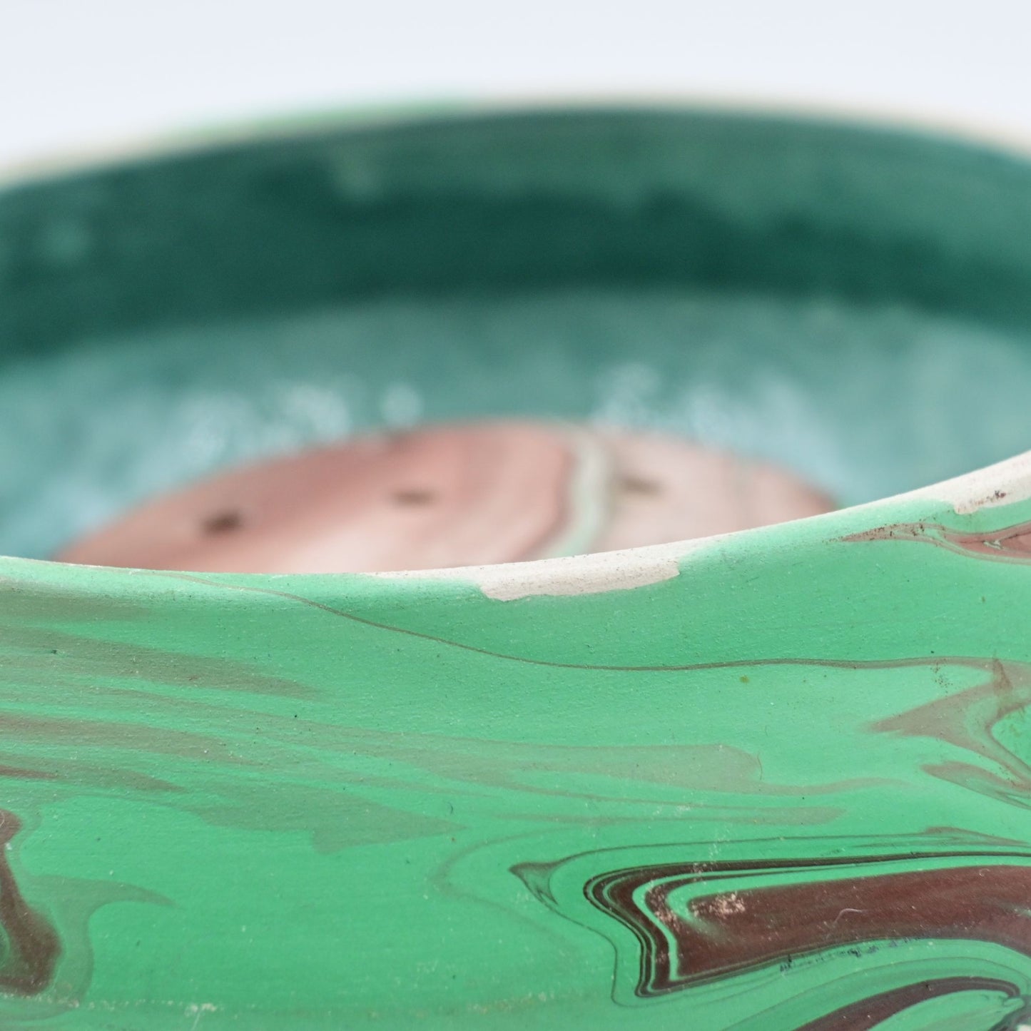 Garden of the Gods Swirl Pottery Bowl W/ Flower Stem Holder Vintage