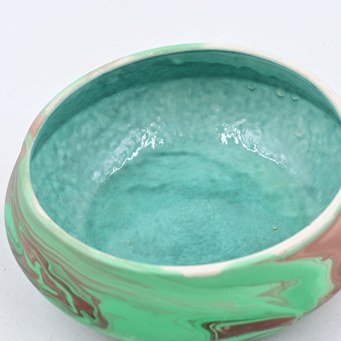 Garden of the Gods Swirl Pottery Bowl W/ Flower Stem Holder Vintage