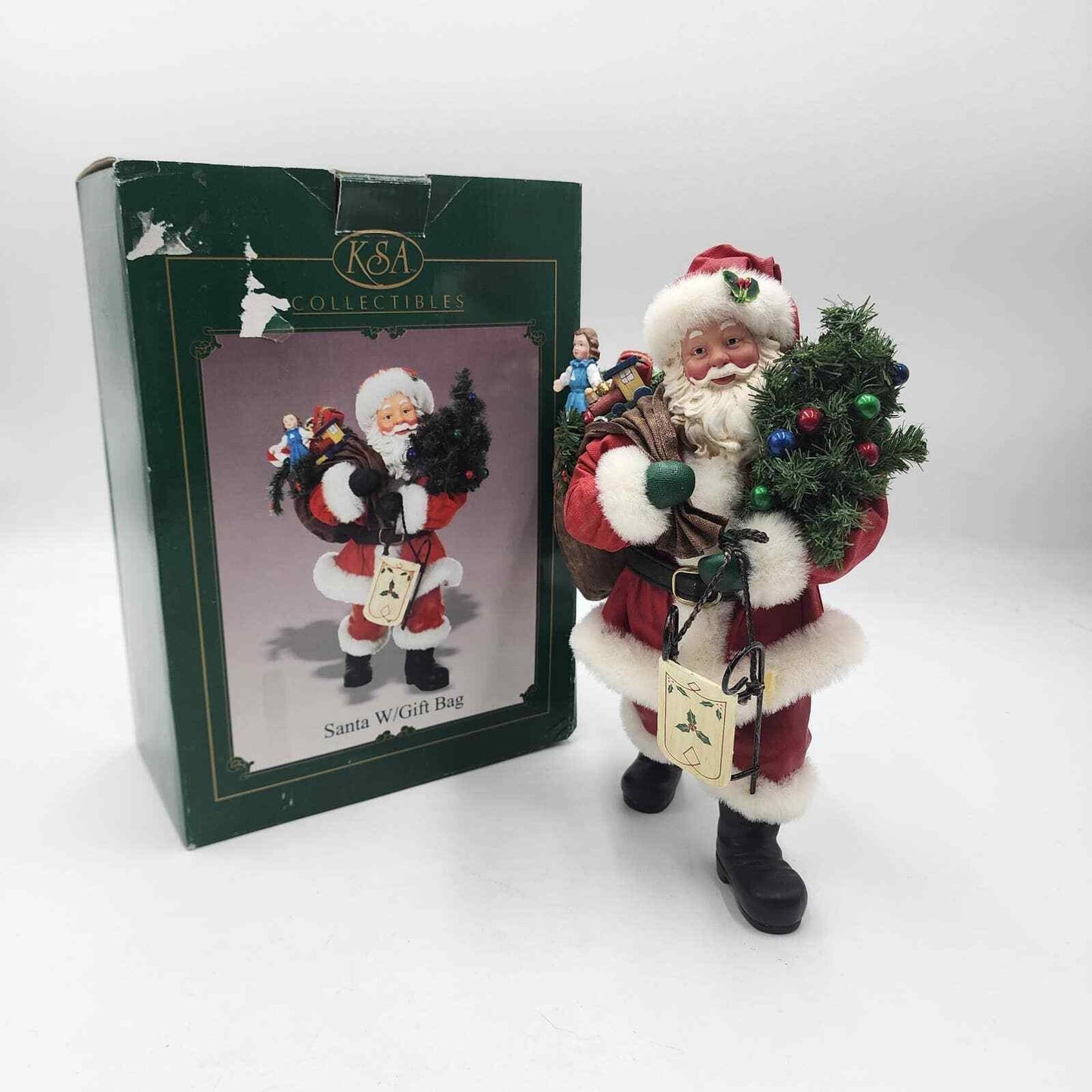 Kurt Adler Collectibles Fabriche Santa W/ Gift Bag