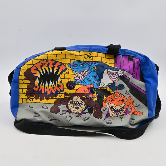 Vintage 1995 Street Sharks Nylon Duffle Bag With Colorful Graphics & Dual Handles