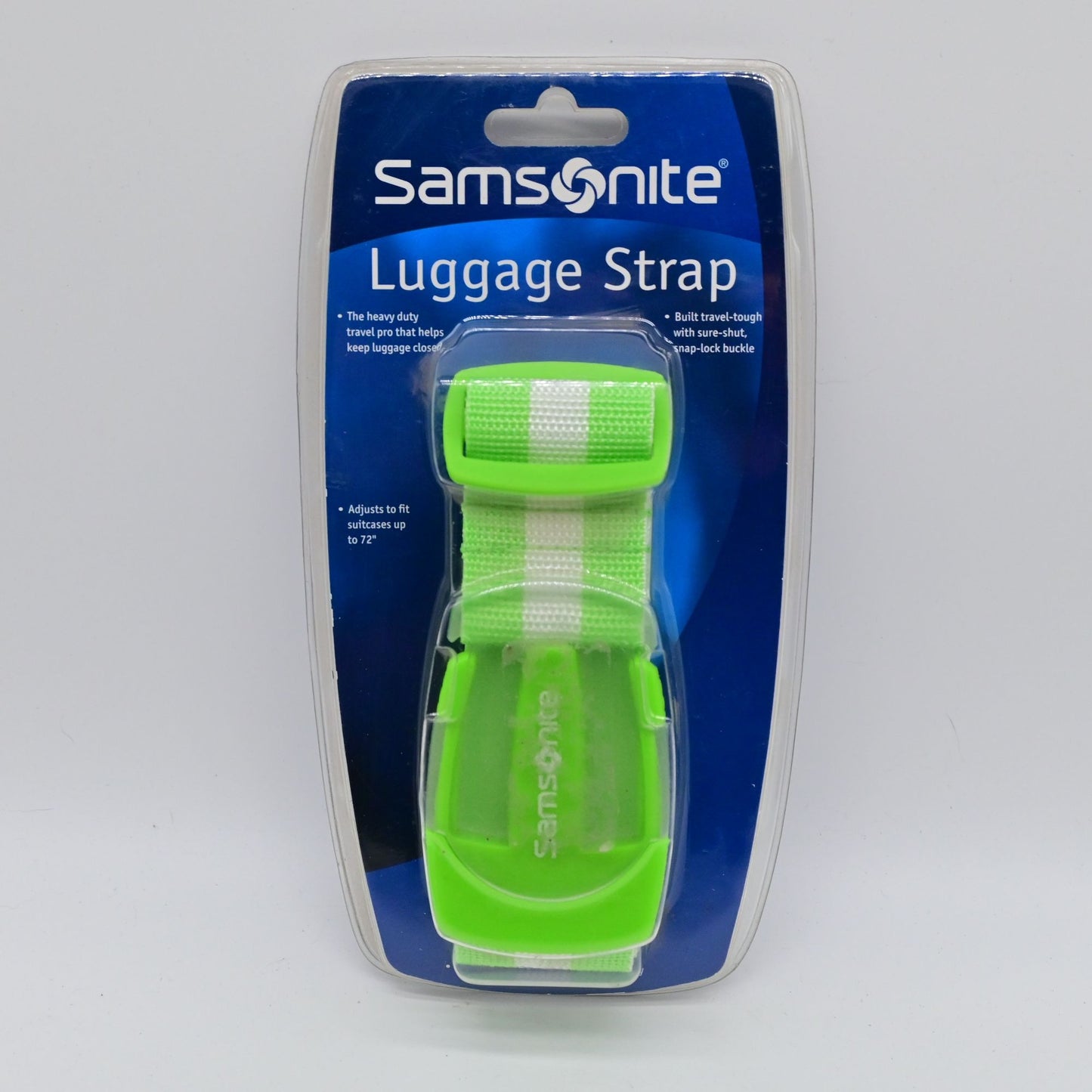 Samsonite Adjustable Luggage Strap Heavy Duty Travel Pro Green/White 72"