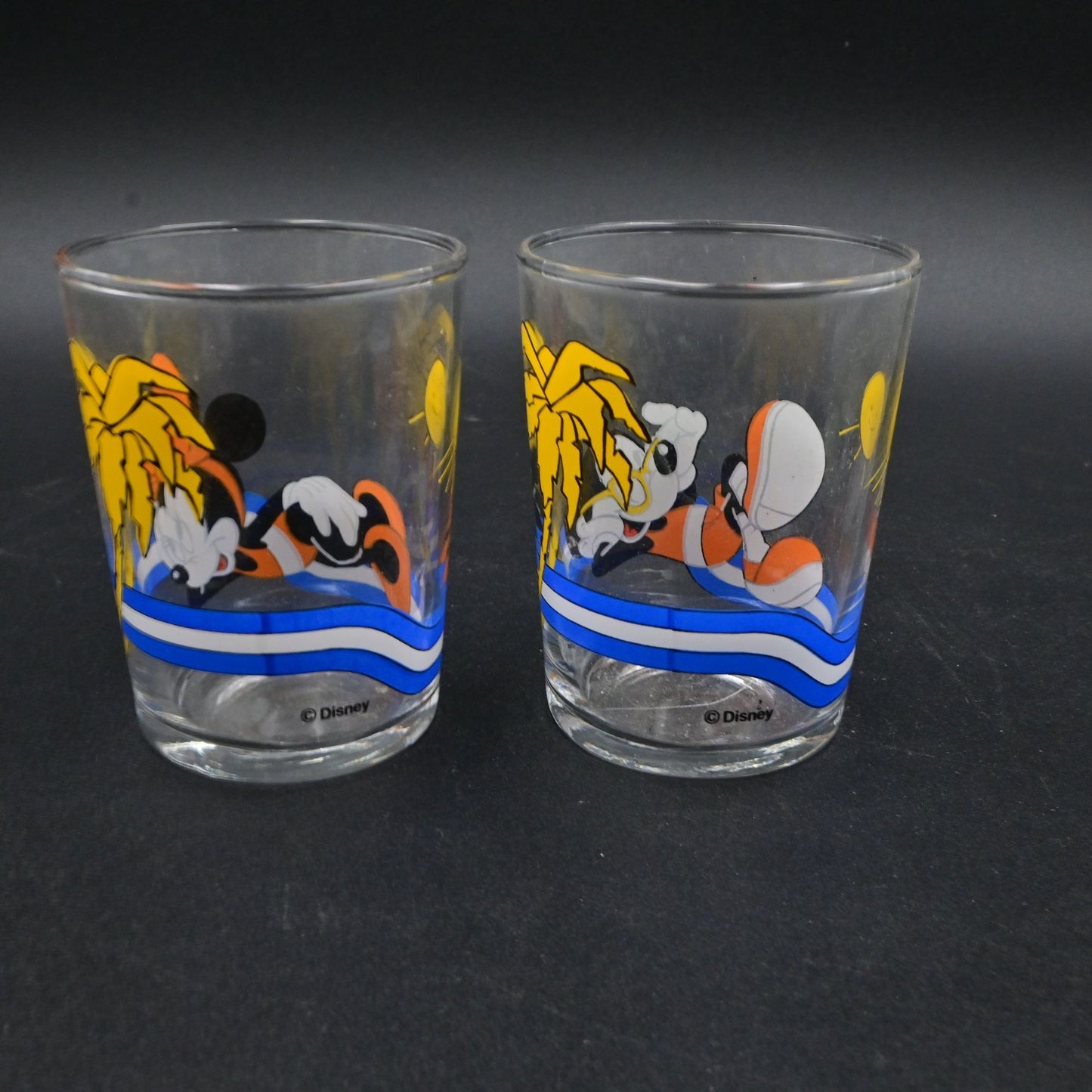 Vintage Disney Mickey Mouse & Minnie Mouse On The Beach Glasses Pair