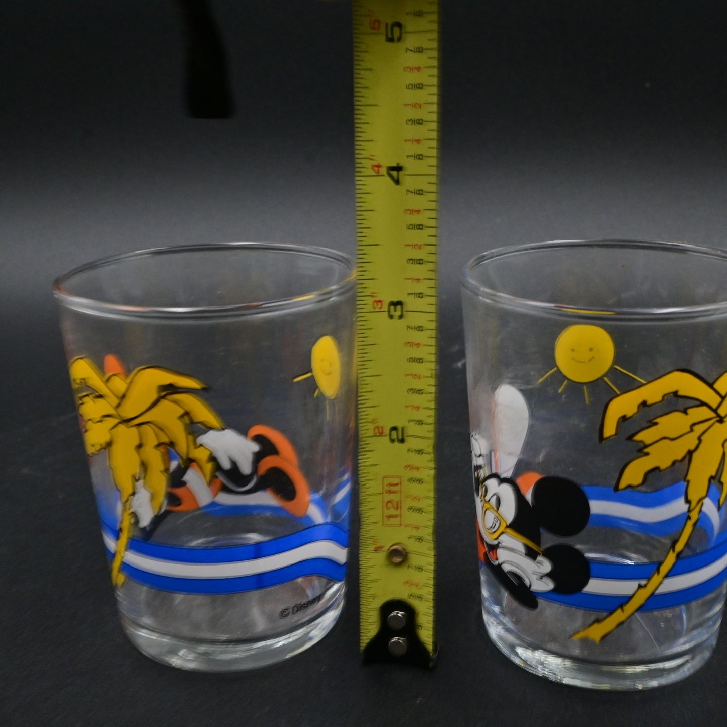 Vintage Disney Mickey Mouse & Minnie Mouse On The Beach Glasses Pair