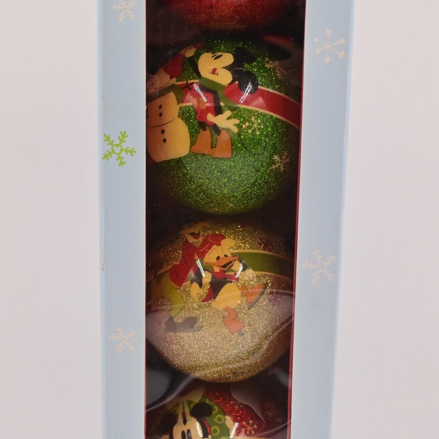 Disney Store Holiday Ornament Round Ball Set Of 7 Mikey Mouse, Pluto, Etc