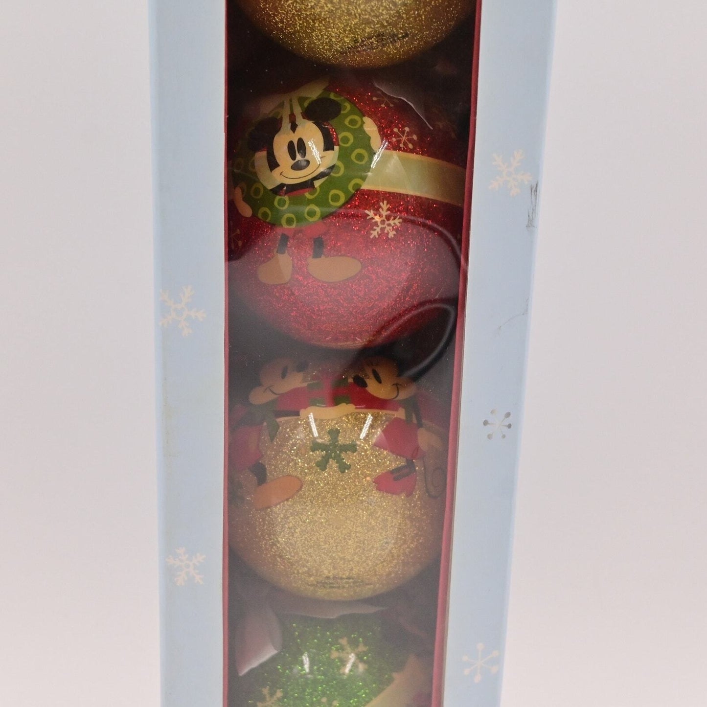 Disney Store Holiday Ornament Round Ball Set Of 7 Mikey Mouse, Pluto, Etc