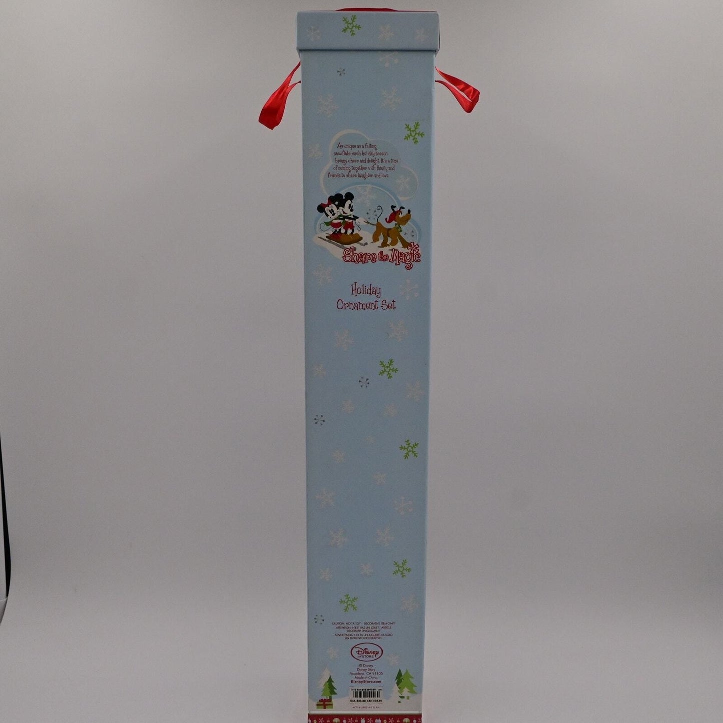 Disney Store Holiday Ornament Round Ball Set Of 7 Mikey Mouse, Pluto, Etc