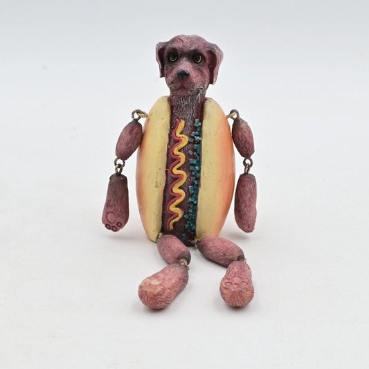 Dog-In-Hotdog Costume Figurine With Dangling Legs Arms