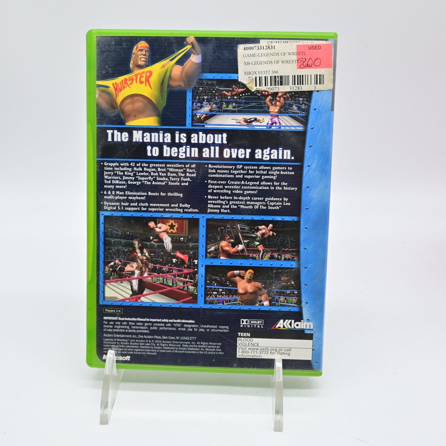 Xbox Legends Of Wrestling W/ Case No Manual