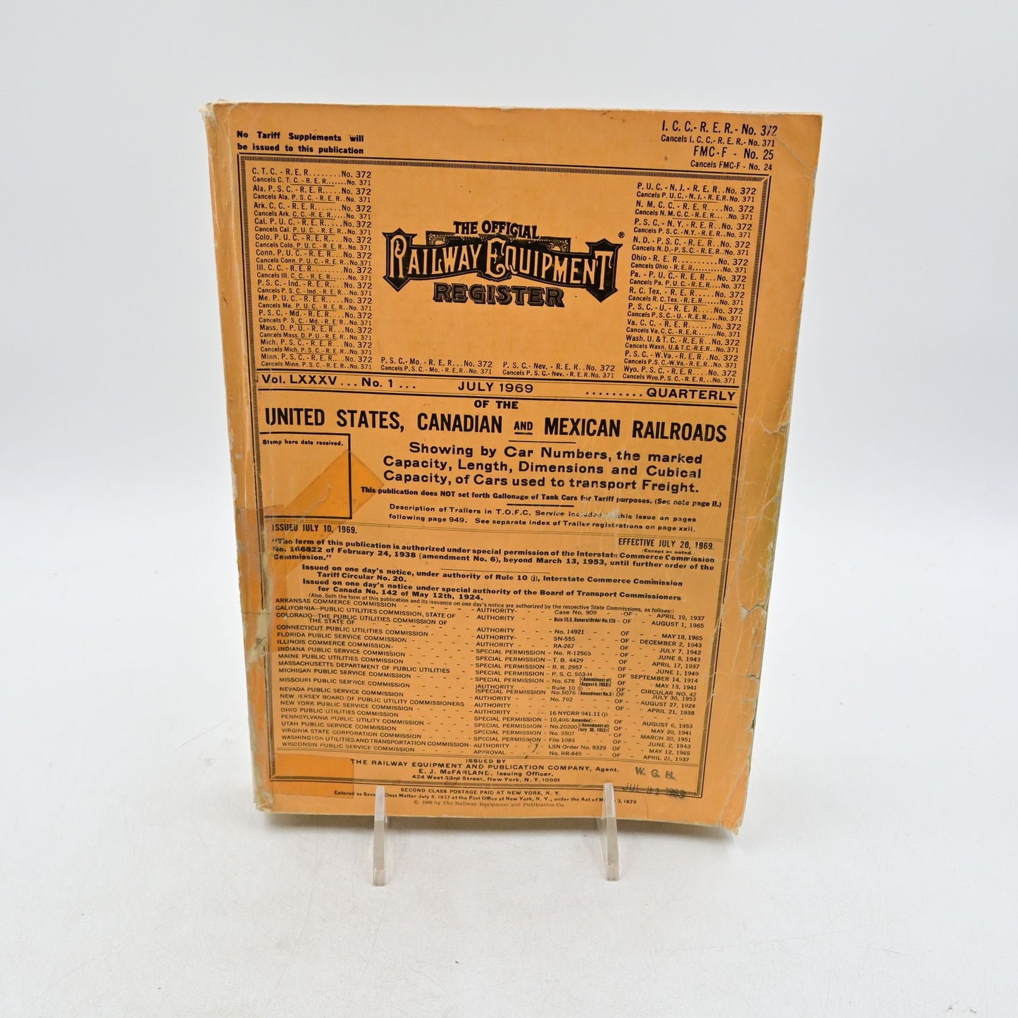 Official Railway Equipment Register Vintage July 1969 - Damaged