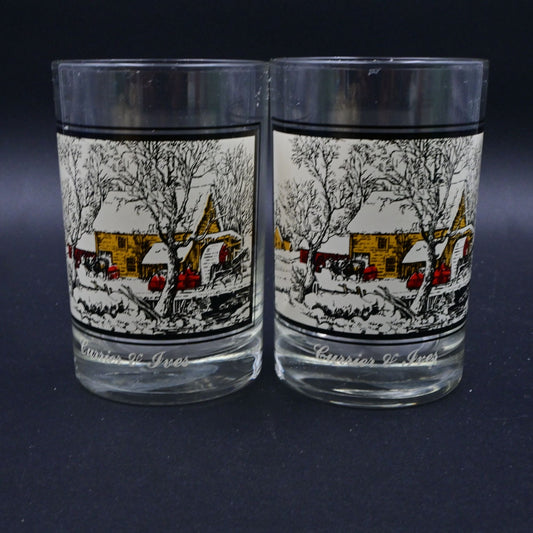 Currier & Ives Arby's Collector Glass American Homestead Frozen Up Bundle Of 2