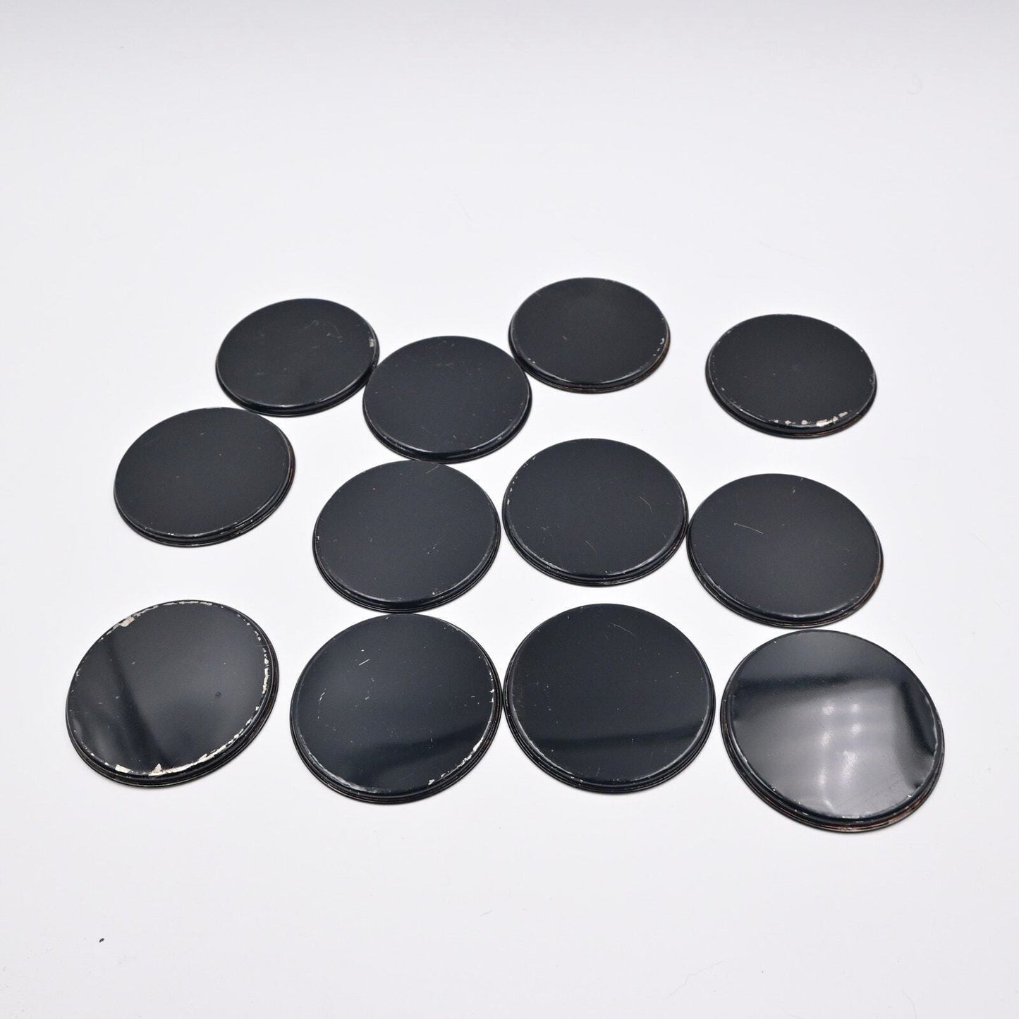 Vintage Drink Coasters w/ Antique Model Cars Round 3” Black Metal