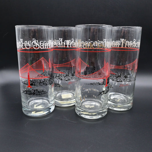 Vintage Libbey San Francisco Golden Gate Bridge Glass Bundle Of 4