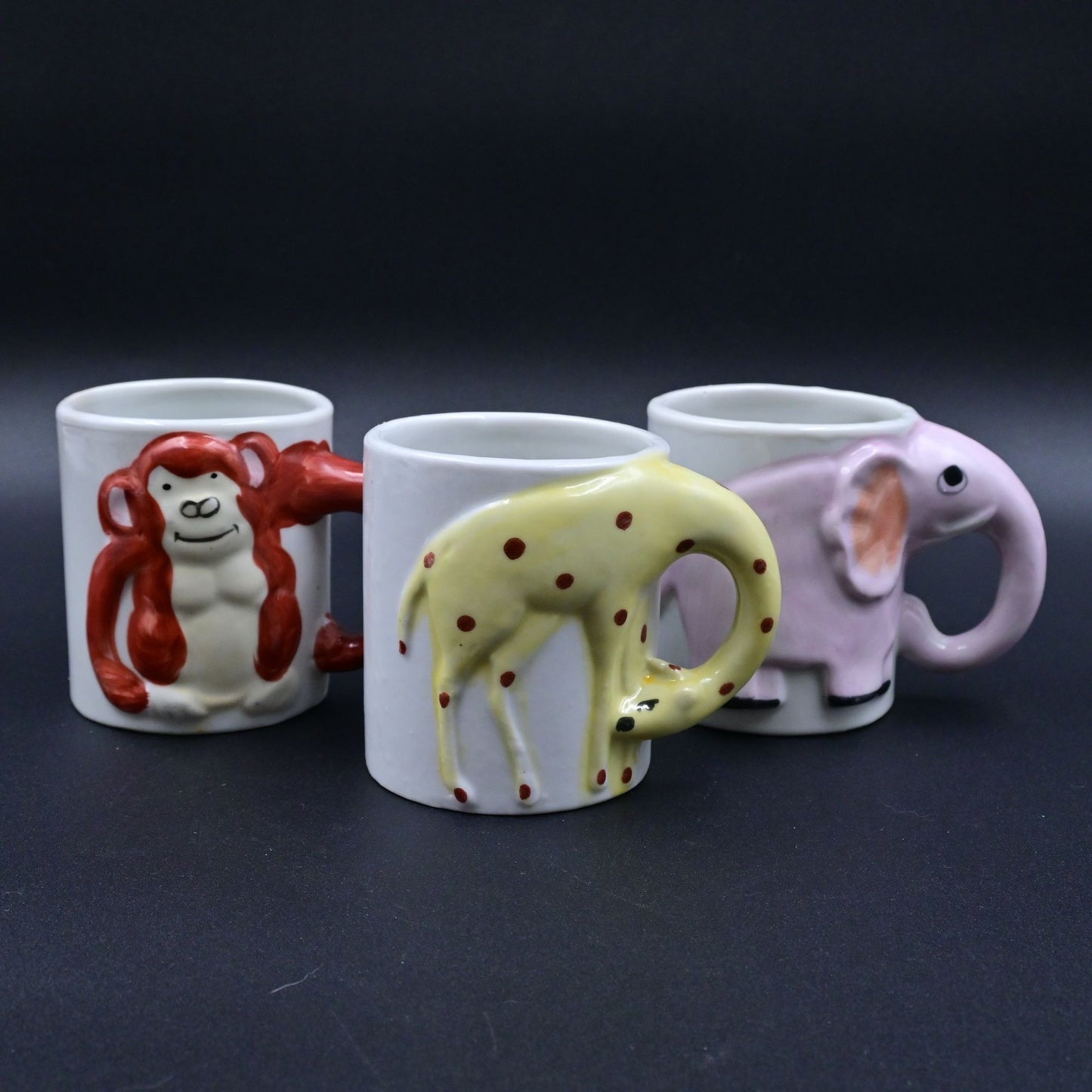 Enesco Zoo Animal Coffee Mug Set Of 3 Vintage Ceramic Japan