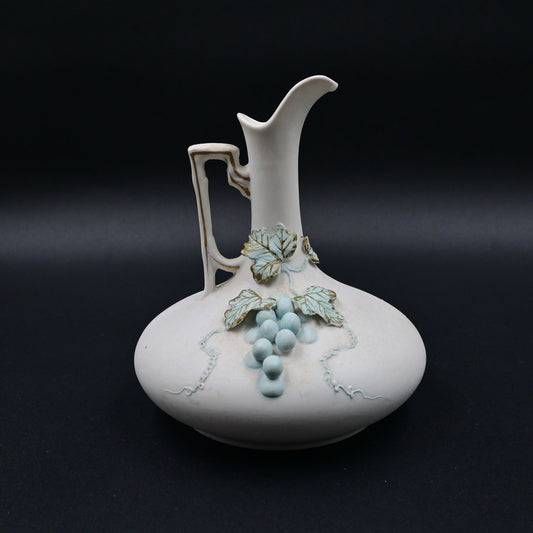 Lefton Bisque Bud Vase Pitcher White Floral 6” #2187 Vintage