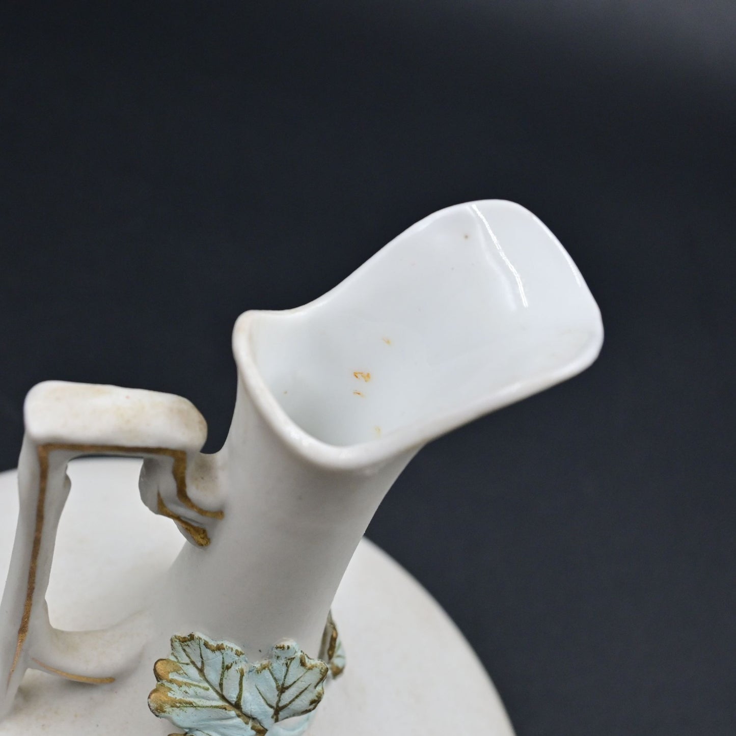 Lefton Bisque Bud Vase Pitcher White Floral 6” #2187 Vintage