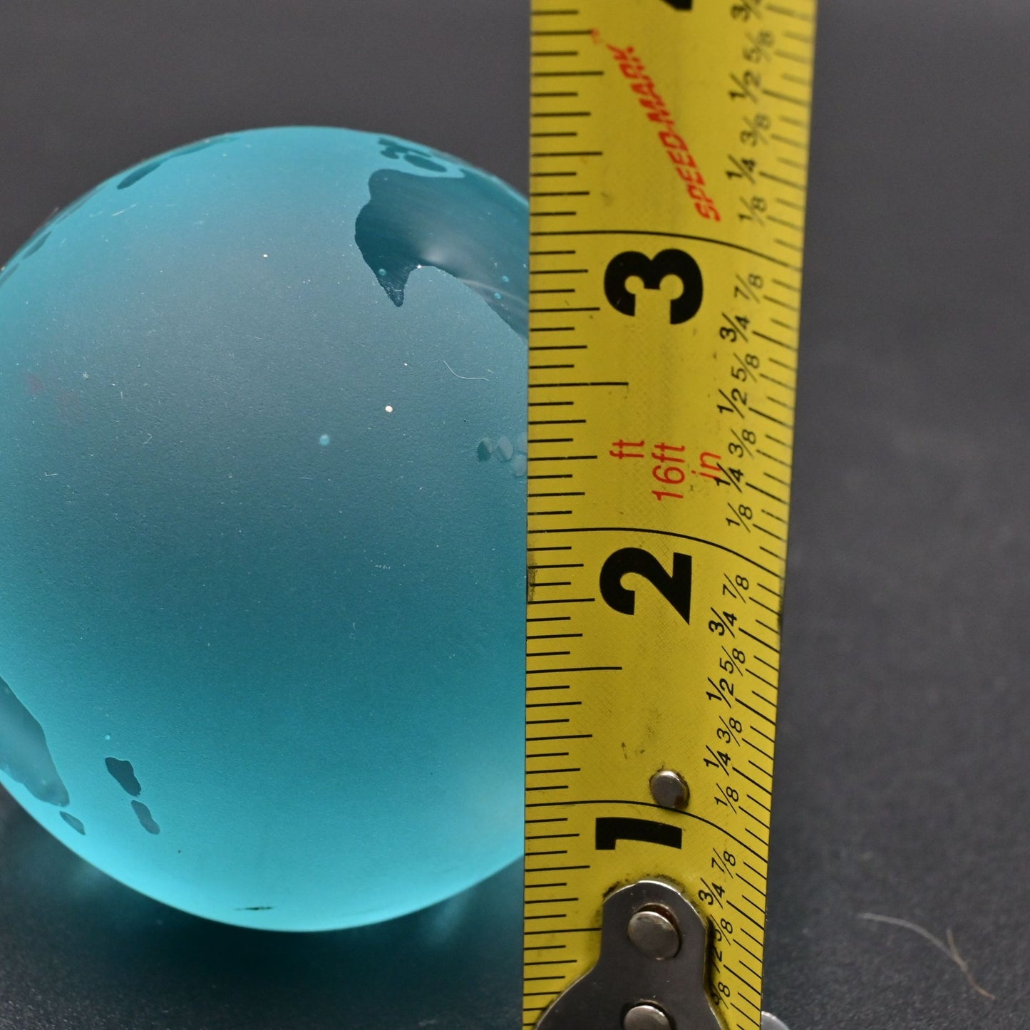 World Globe Glass Paperweight Frosted Blue Vintage