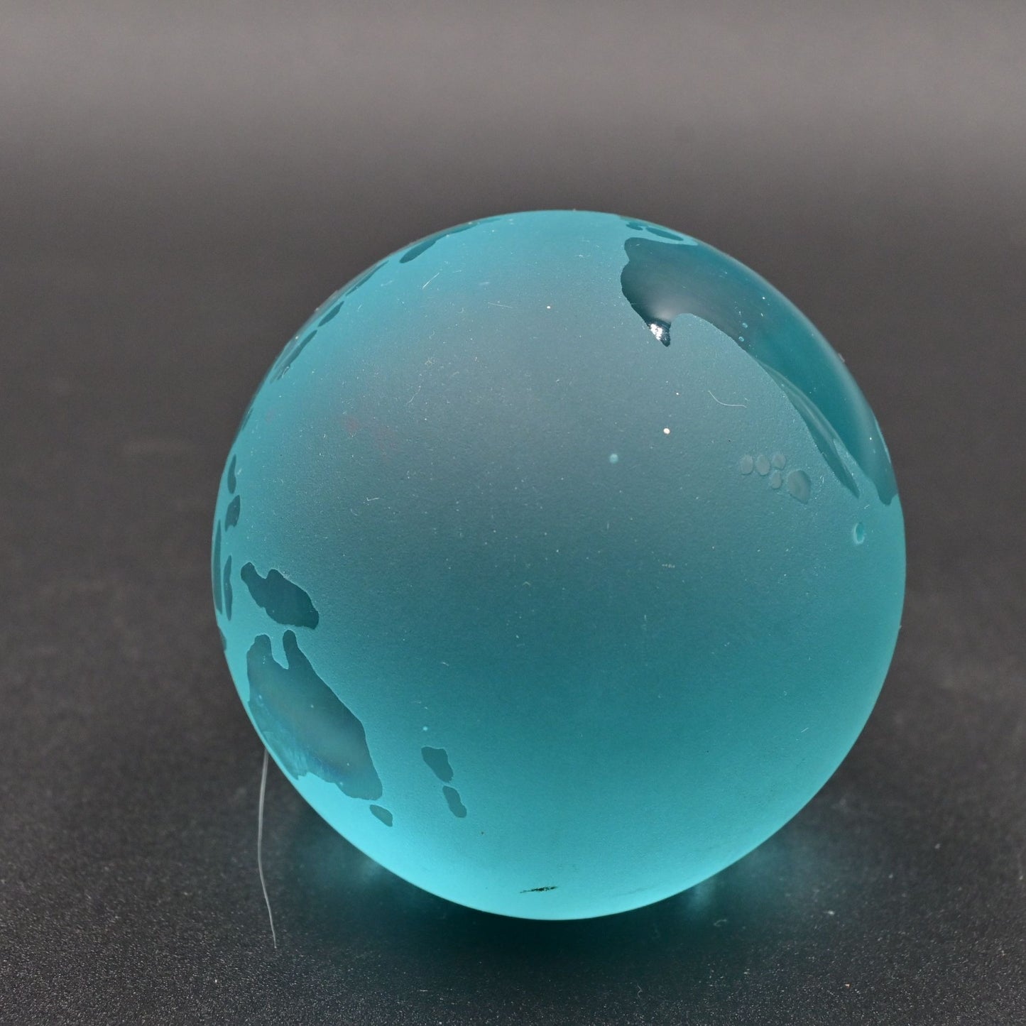 World Globe Glass Paperweight Frosted Blue Vintage