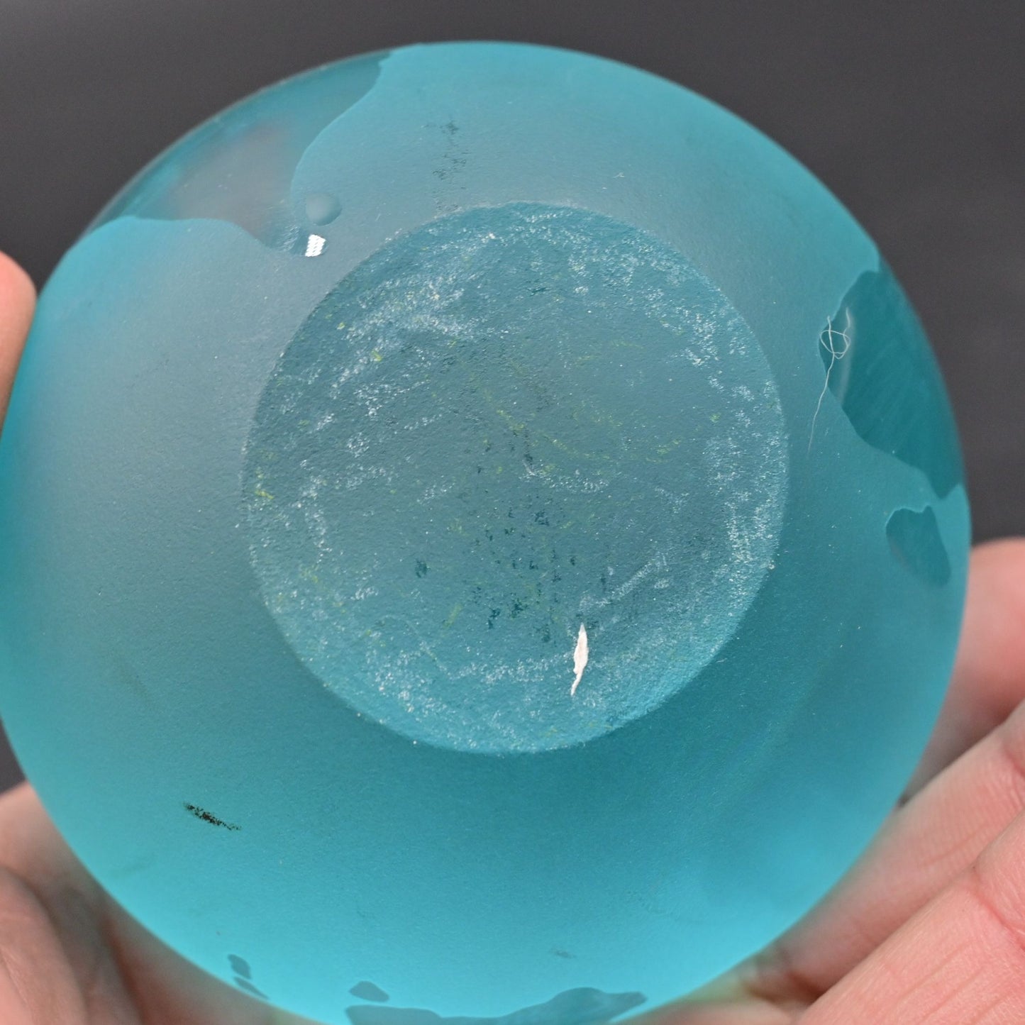 World Globe Glass Paperweight Frosted Blue Vintage