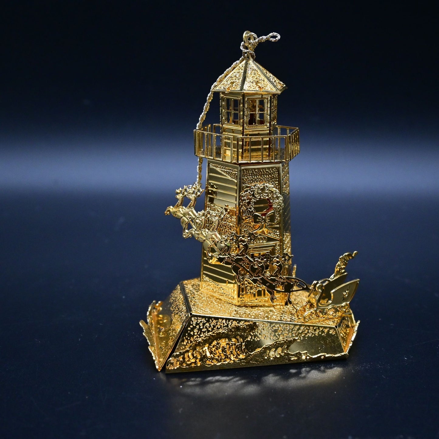 Danbury Mint 1998 23k Annual Gold Christmas Ornament North Pole Lighthouse