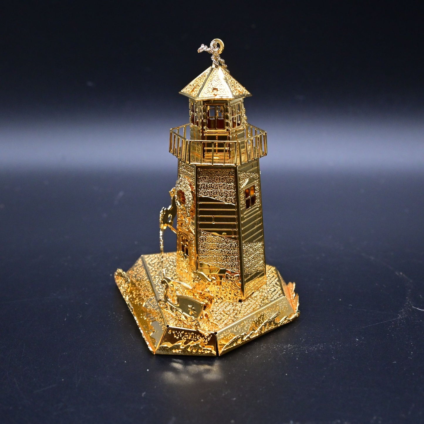Danbury Mint 1998 23k Annual Gold Christmas Ornament North Pole Lighthouse