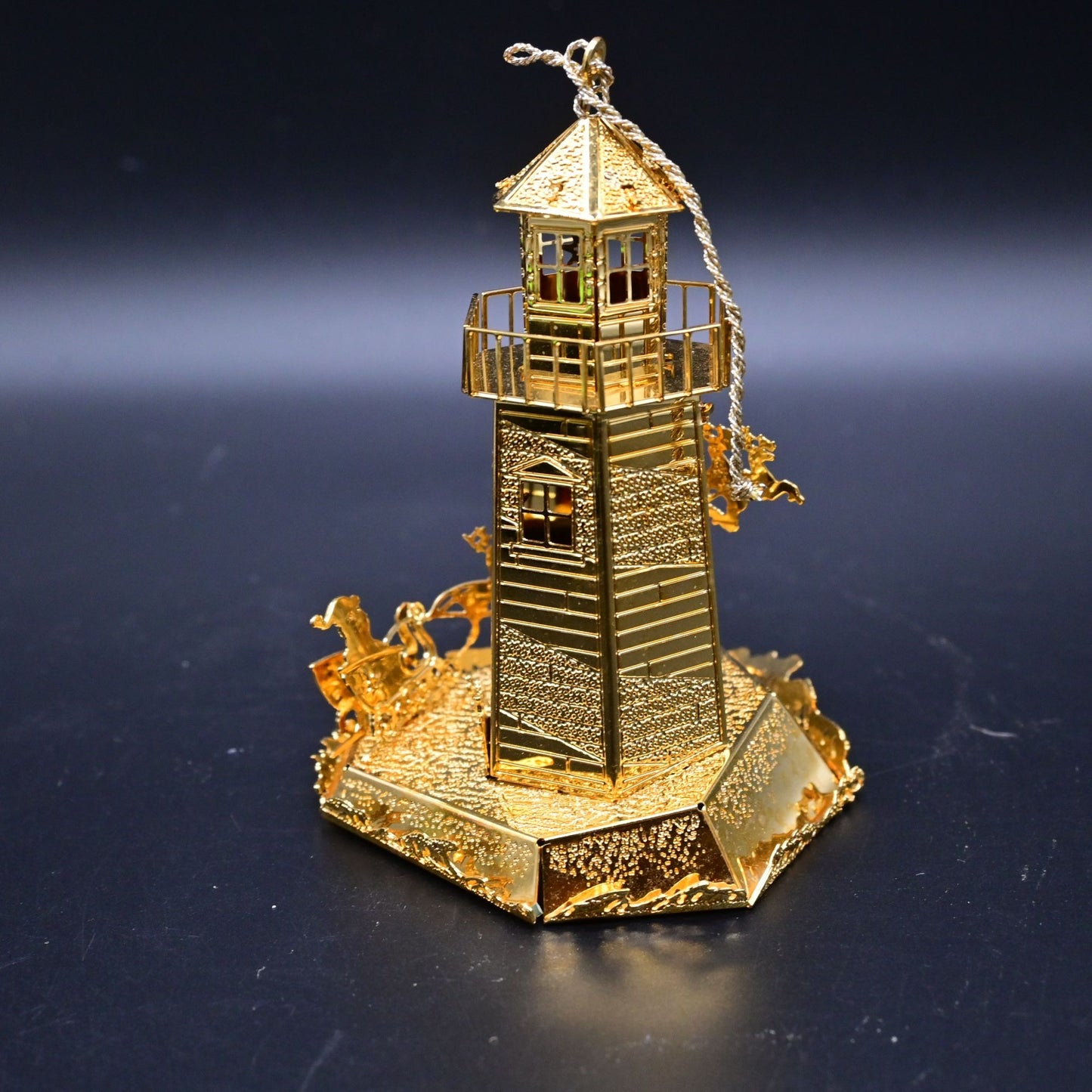 Danbury Mint 1998 23k Annual Gold Christmas Ornament North Pole Lighthouse