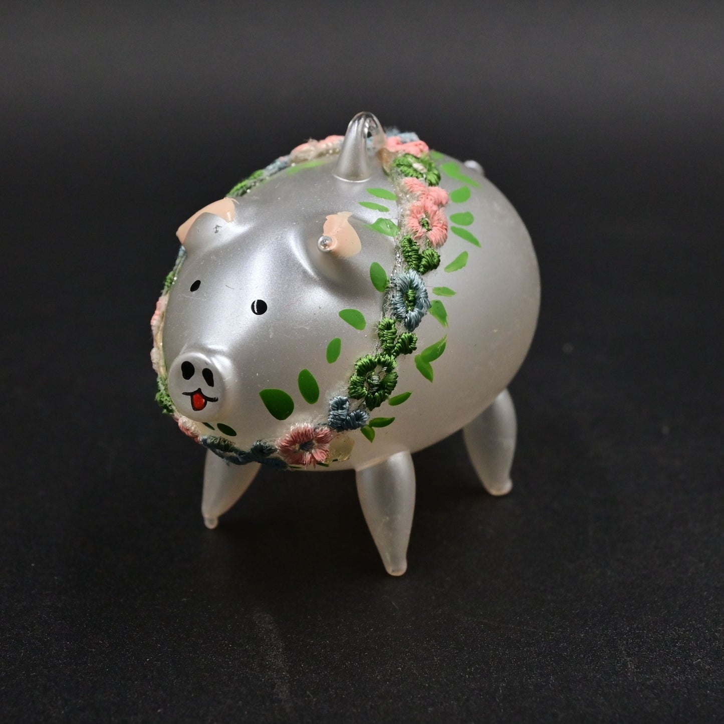 Soffieria De Carlini Pig Blown Glass Ornament Made In Italy