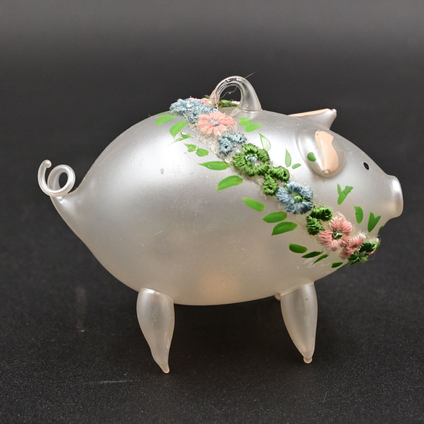 Soffieria De Carlini Pig Blown Glass Ornament Made In Italy
