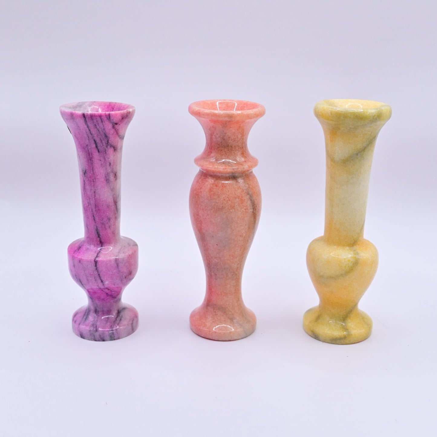 Marble Stone Bud Vases With Engraved Floral Design Bundle Of 3