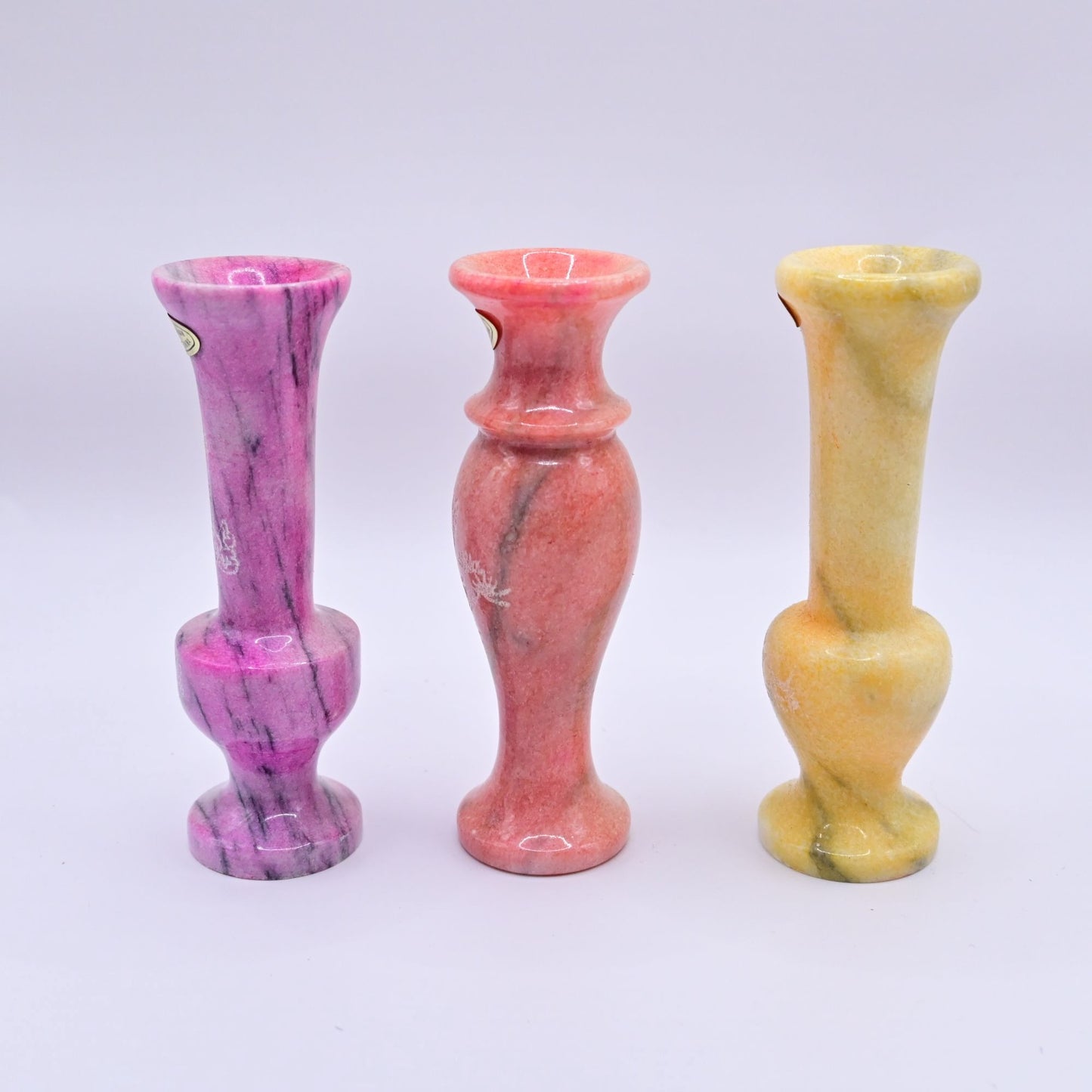Marble Stone Bud Vases With Engraved Floral Design Bundle Of 3