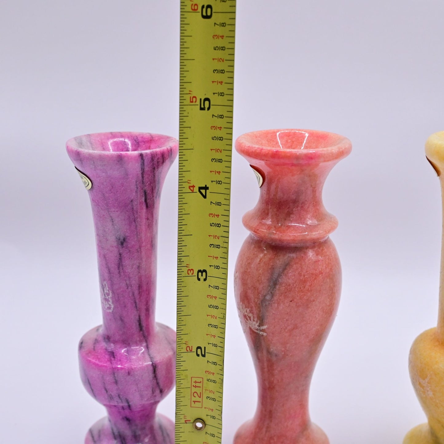 Marble Stone Bud Vases With Engraved Floral Design Bundle Of 3