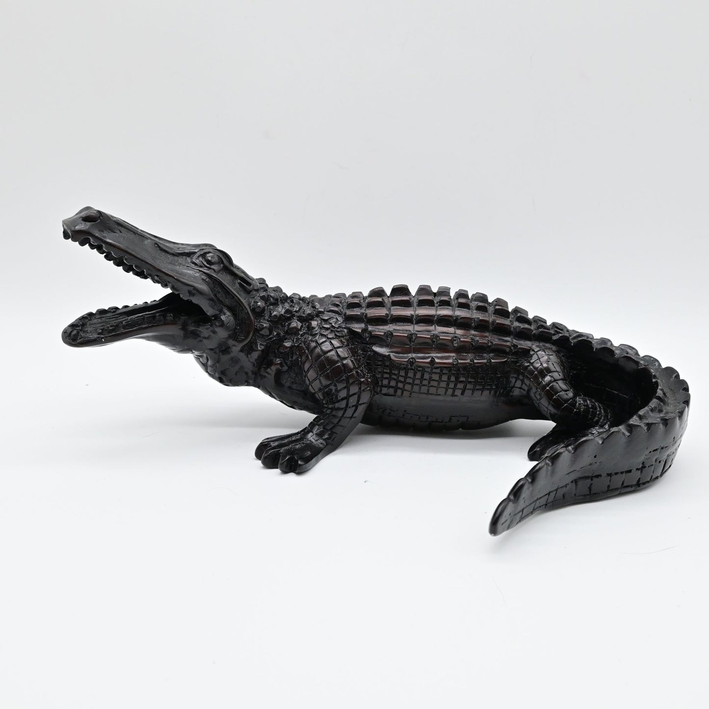Black Resin Alligator Figurine Sculpture