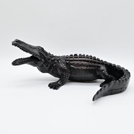 Black Resin Alligator Figurine Sculpture