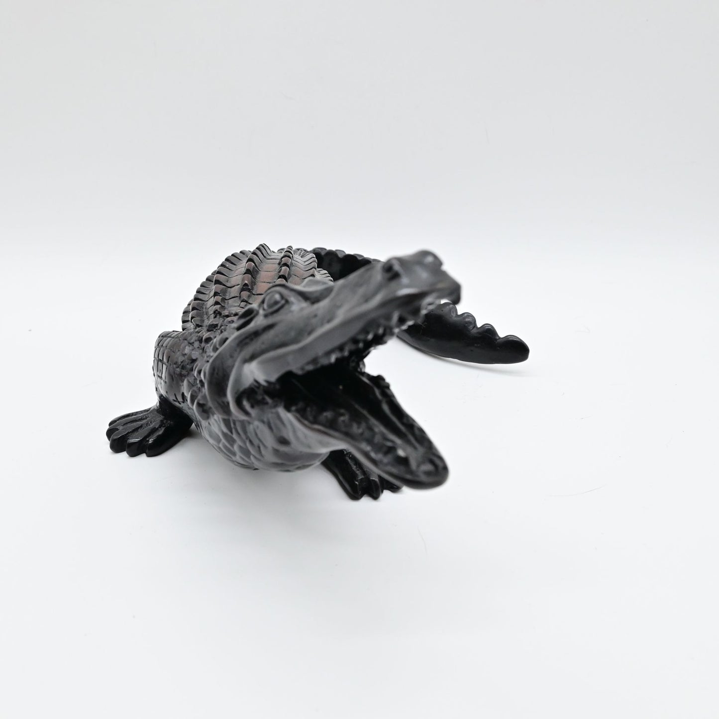 Black Resin Alligator Figurine Sculpture