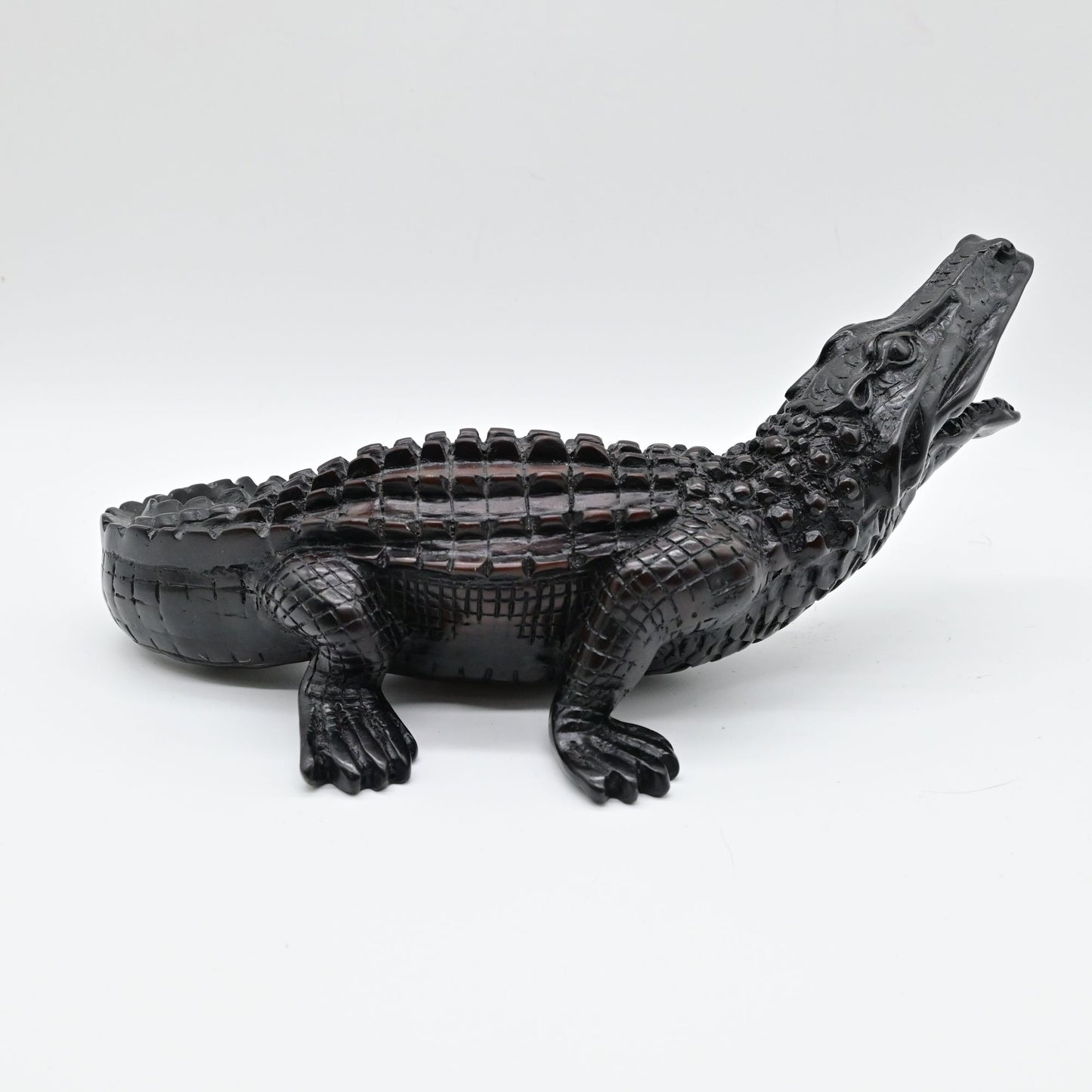 Black Resin Alligator Figurine Sculpture