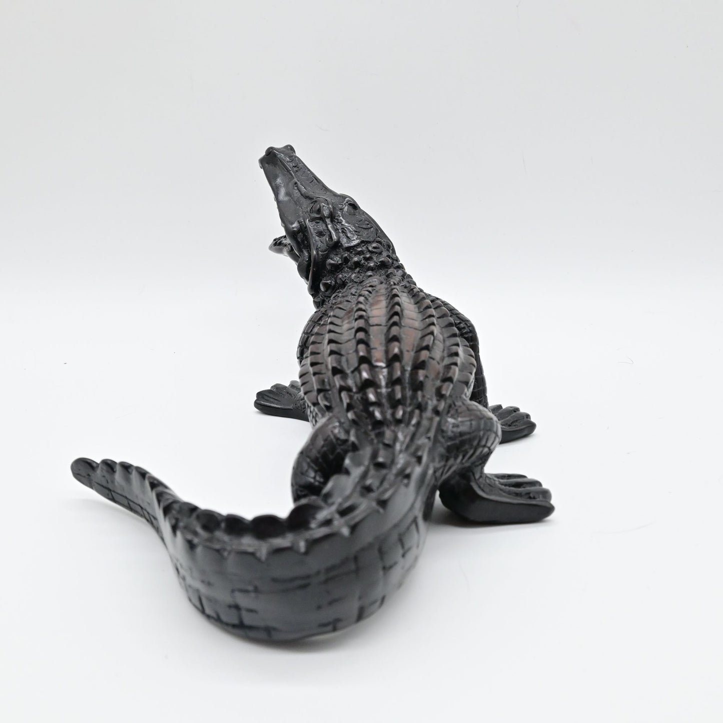 Black Resin Alligator Figurine Sculpture