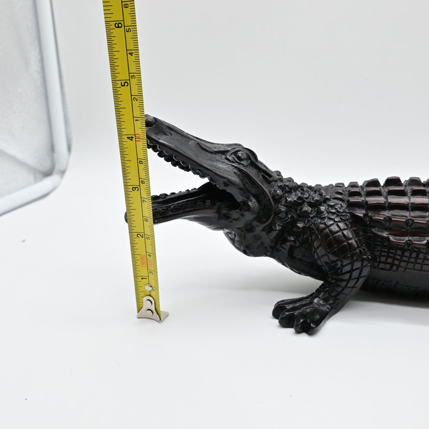 Black Resin Alligator Figurine Sculpture