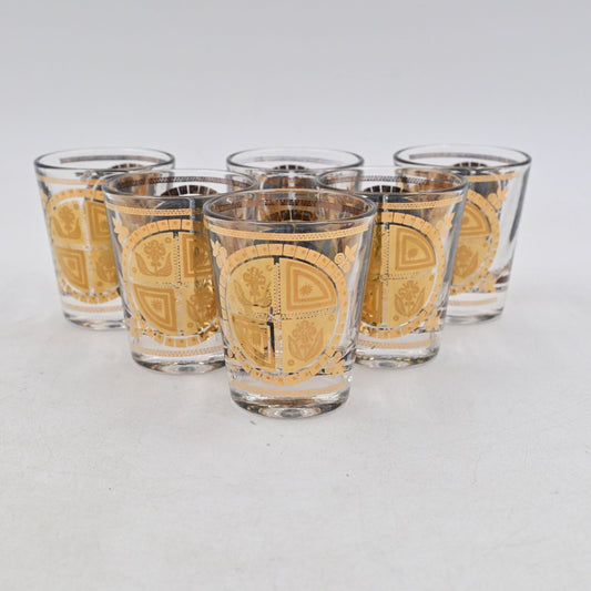 MCM Culver Coronet Shot Glass Bundle Of 6 Gold Vintage 1960s