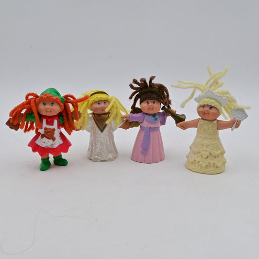 Set Of 4 Cabbage Patch Kids Christmas Angel Figurines With Yarn Hair