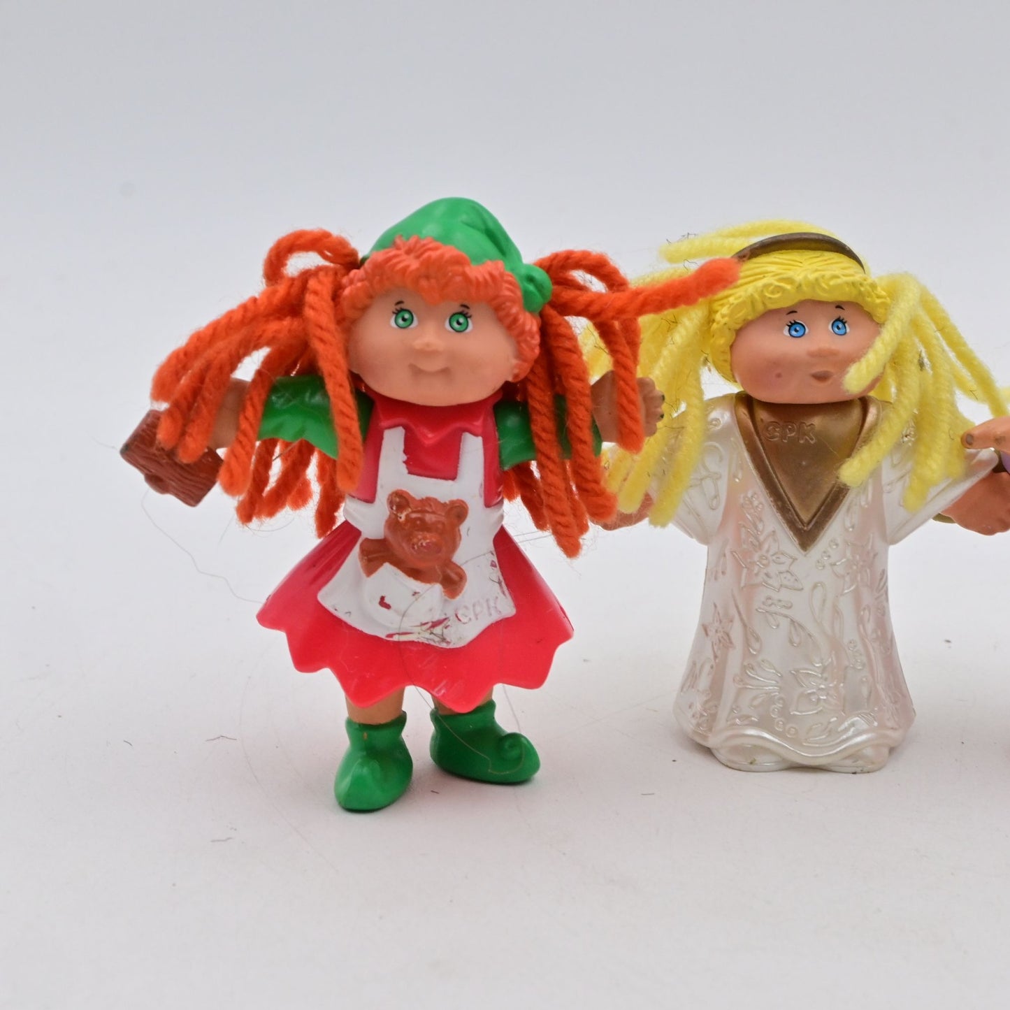 Set Of 4 Cabbage Patch Kids Christmas Angel Figurines With Yarn Hair