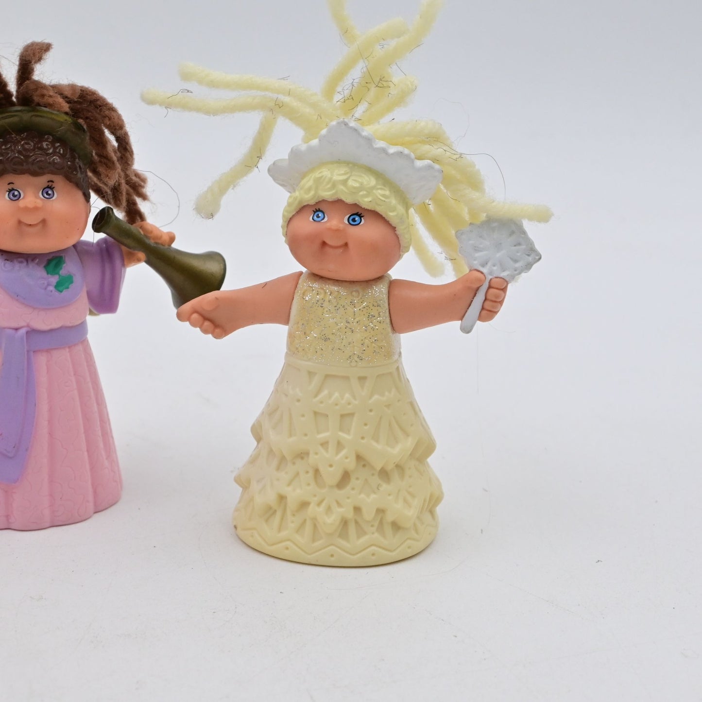 Set Of 4 Cabbage Patch Kids Christmas Angel Figurines With Yarn Hair