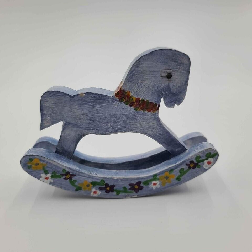 Vintage Wooden Hand Painted Rocking Horse Figure